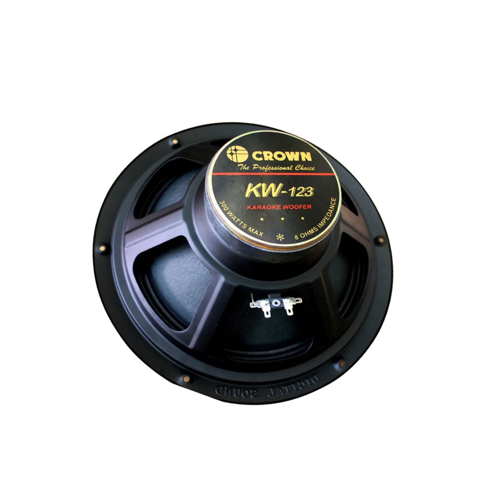 Crown 300W 12" Karaoke Woofer Speaker with Max 8 Ohms Impedance, 20Hz-12kHz Frequency Response and 93dB Sensitivity Level | KW-123