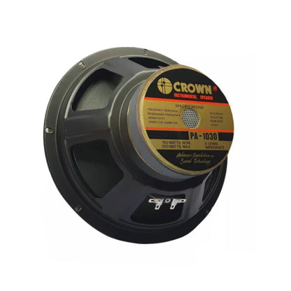 [CLEARANCE] Crown 300W / 400W 10" Instrumental Speaker with 50mm Voice Coil, 50Hz-15kHz Frequency Response, Max 8 Ohms Impedance and 93dB Sensitivity Level (PA-1030, PA-1040)