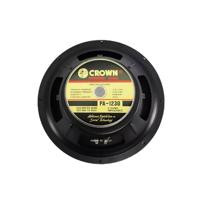 Crown 300W / 350W 12" Instrumental Sound Audio Speaker with 50Hz-5KHz Frequency Response, Max 8 Ohms Impedance, 49.5mm Voice Coil (PA-1230, PA-1230K)