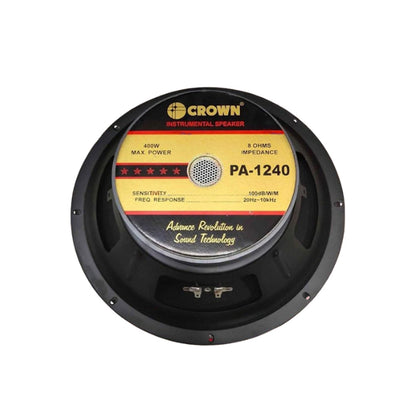 [CLEARANCE] Crown 400W 12" Instrumental Sound Audio Speaker with 20Hz-10kHz Frequency Response, 49.5mm Voice Coil, 100dB Sensitivity Level (PA-1240)