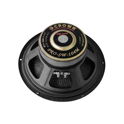 Crown 300W / 400W 10" Dual Terminal Subwoofer Speaker with 75Hz~2.5kHz Frequency Response, Max 8 Ohms Impedance, 95dB/96dB Sensitivity Level (PRO-SW-103M, PRO-SW-104M)