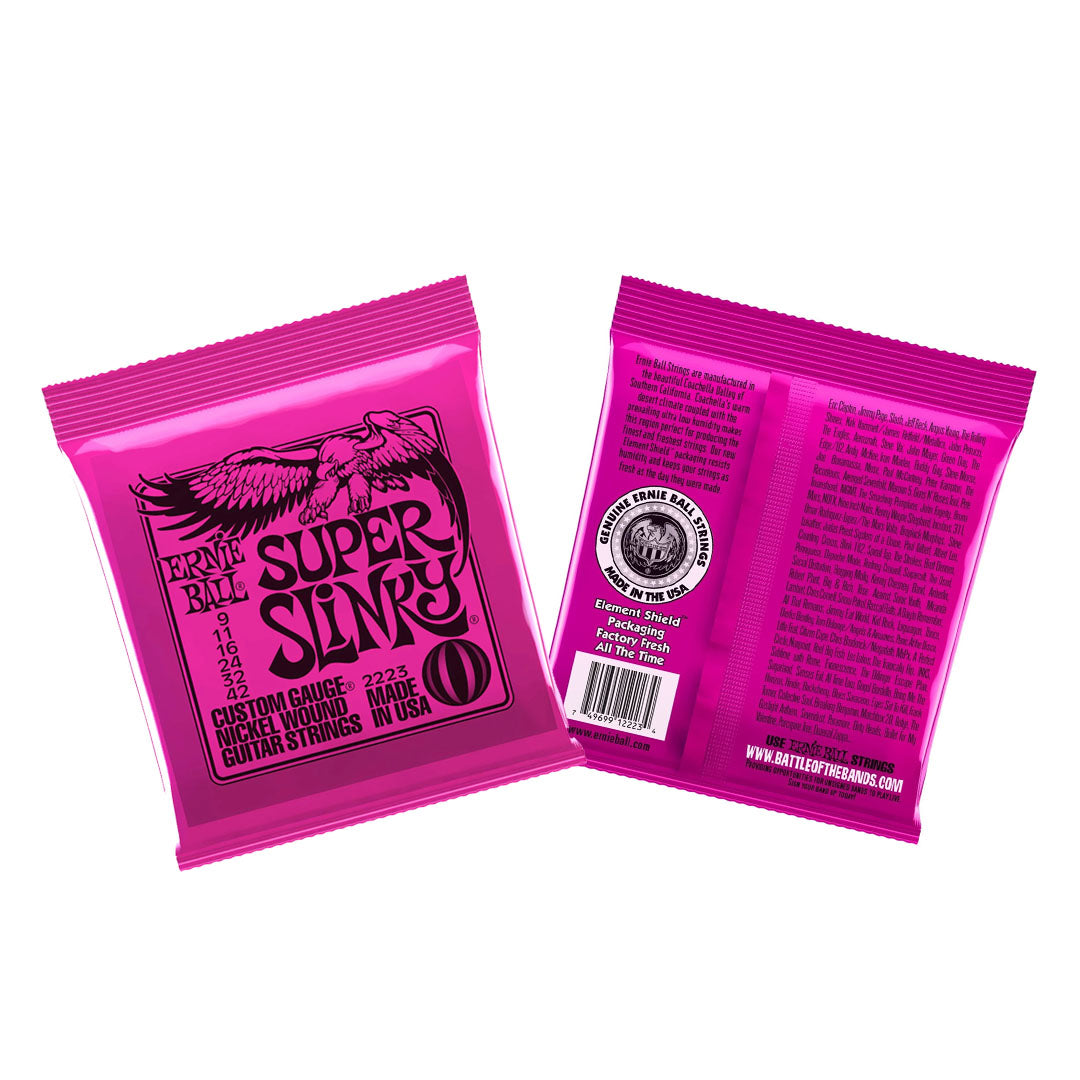 Ernie Ball Super Slinky Bright Gauge Nickel Wound Electric Guitar Strings Set (.09- .042mm) | 2223