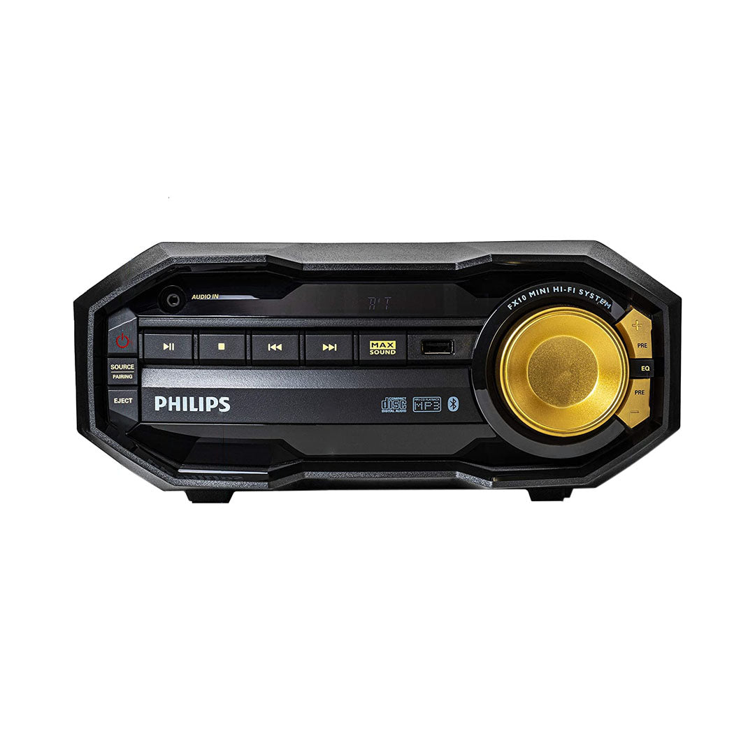 PHILIPS FX10 Mini Hi-Fi 2-Way Bluetooth Wireless Stereo System with Dual Bass Reflex Speaker with CD Player, Digital FM Radio Tuner, USB-A 2.0 and 3.5mm AUX IN