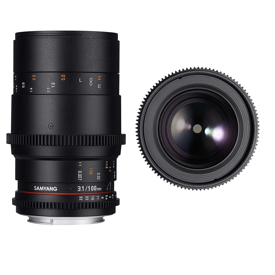 Samyang 100mm T3.1 VDSLRII Macro Cine Manual Focus Lens for Full Frame  Nikon F-Mount Cameras | SYDS100M-N