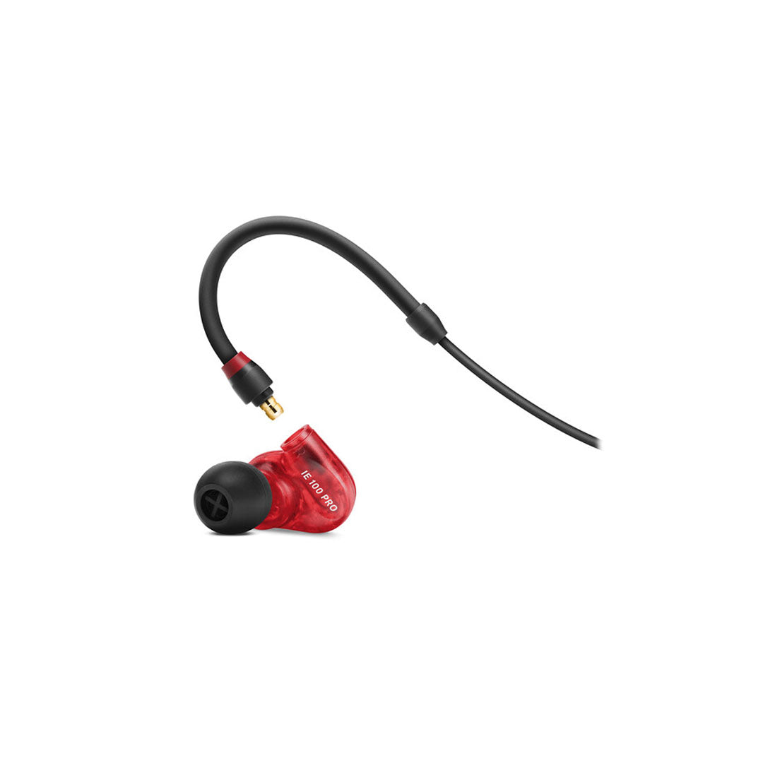 Sennheiser IE 100 PRO Dynamic In-Ear Monitors Wired IEM with Detachable Straight Cable, 26dB Passive Noise Attenuation for Musicians, DJs (Black, Clear, Red)