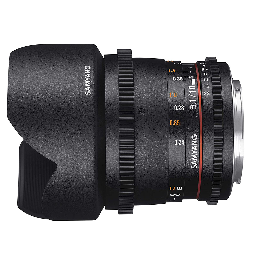 Samyang 10mm T3.1 VDSLR Ultra Wide Angle Manual Focus Lens for Nikon F-Mount Cameras | SYCV10M-N