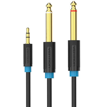 Vention 3.5mm Male to 2 6.5mm L / R Channel Male 5-Meters Gold Plated (BAC) Audio Cable for Amplifiers, Sound Box, Laptops, Mobile Phones (Available in Different Lengths)