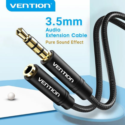 [CLEARANCE] Vention 3.5mm Male to Female Cotton Braided Cable 1.5-Meters (BHB) Audio Extension Cord for Smartphones