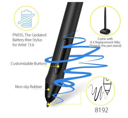 XP-Pen Artist 15.6 Digital USB Type-C 15.6 Inches 4k Resolution Drawing Display with 6 Customizable Express Keys and Battery-Free Passive 8192 Levels Pressure Sensitive Stylus