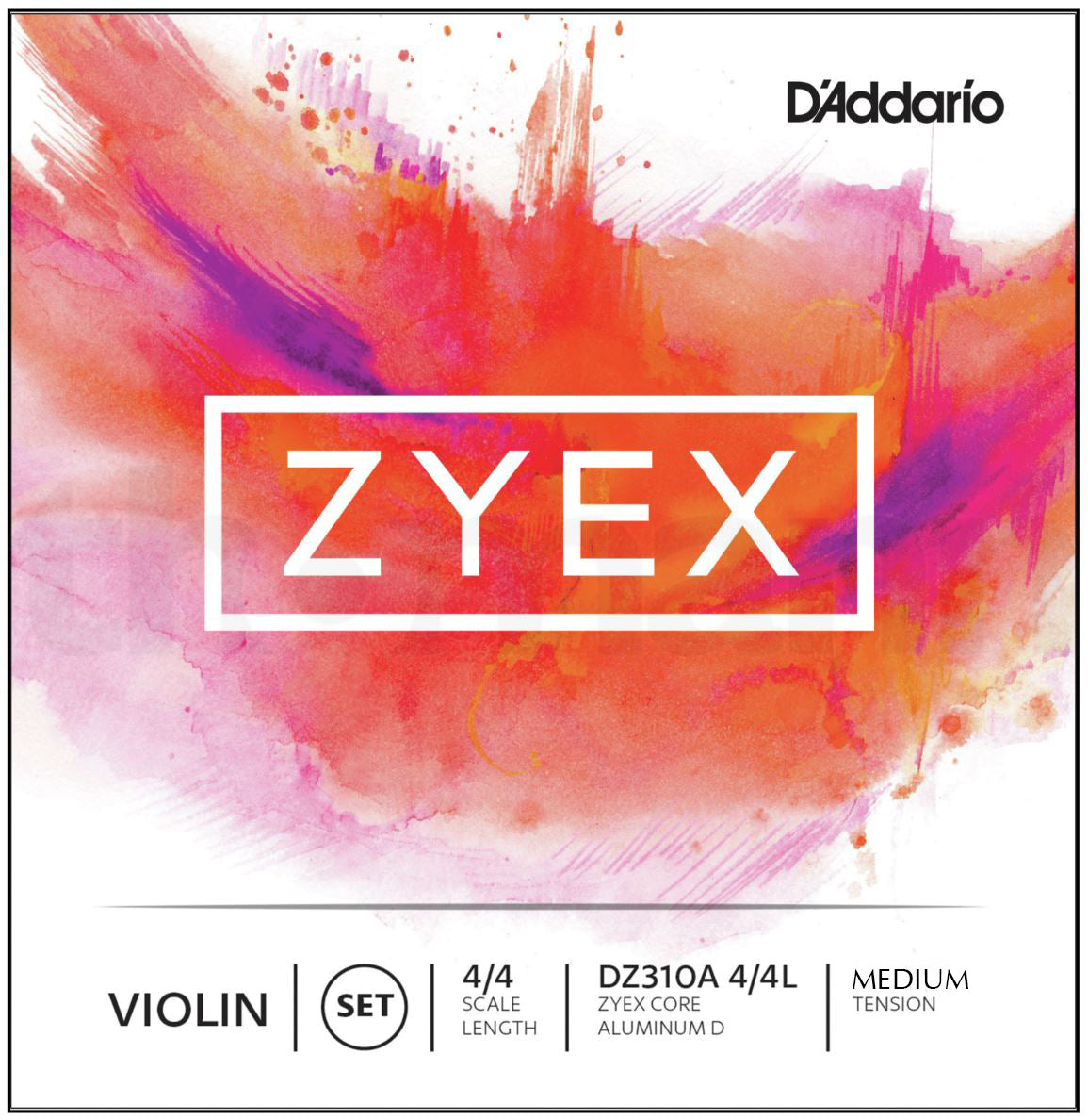 D'Addario Zyex 4/4 Scale Medium Tension Aluminum D Violin String Set for Professional and Students Musicians, Intermediate Players | (DZ310A 4/4M)