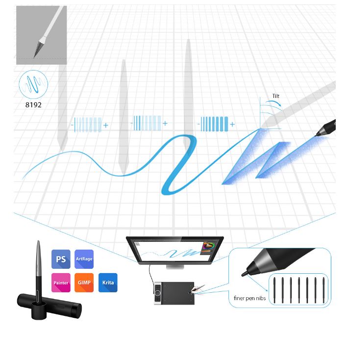 XP-Pen Deco Pro Medium 11in x 6in Ultrathin Graphic Drawing Pen Tablet with 60 Degrees Tilt Function Support, Double-Wheel Toggle, 8 Express Hotkeys and A41 Battery-Free 8192 Levels Pressure Sensitive Stylus for Digital Arts
