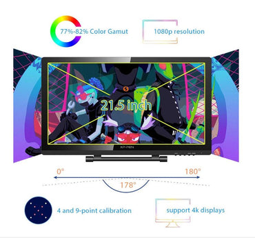 [CLEARANCE] XP-Pen Artist 22 Pro 1080p Resolution 21.5 Inches Drawing Display with P02S Rechargeable 8192 Levels Pressure Sensitive Stylus for Digital Arts