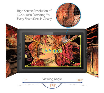XP-Pen Artist 15.6 Digital USB Type-C 15.6 Inches 4k Resolution Drawing Display with 6 Customizable Express Keys and Battery-Free Passive 8192 Levels Pressure Sensitive Stylus