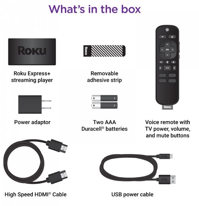 Roku Express Plus 3931 HD Streaming Media Player with High Speed HDMI Cable and Voice Remote for Popular Streaming Applications