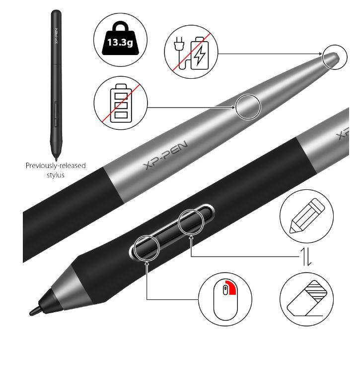 XP-Pen Deco Pro Medium 11in x 6in Ultrathin Graphic Drawing Pen Tablet with 60 Degrees Tilt Function Support, Double-Wheel Toggle, 8 Express Hotkeys and A41 Battery-Free 8192 Levels Pressure Sensitive Stylus for Digital Arts