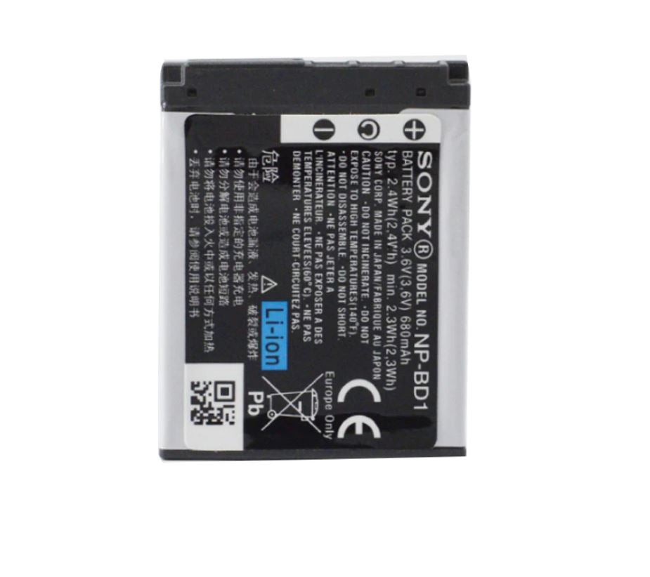 Pxel Sony NP-BD1 InfoLithium Rechargeable 3.6V 680mAh Battery Pack for Select Sony Cybershot Digital Cameras | Class A, Sony NP-BD1 Replacement