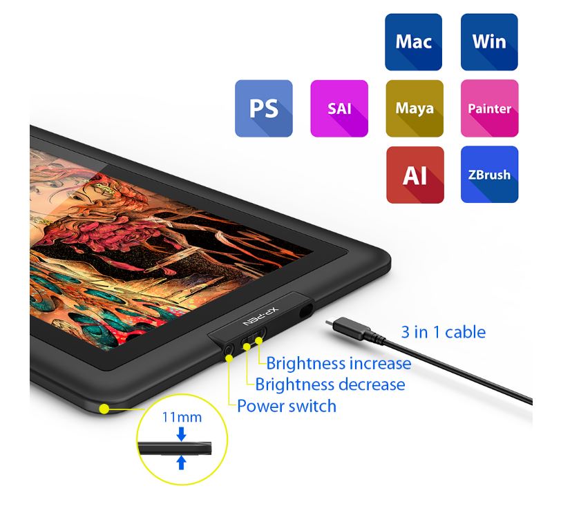 XP-Pen Artist 15.6 Digital USB Type-C 15.6 Inches 4k Resolution Drawing Display with 6 Customizable Express Keys and Battery-Free Passive 8192 Levels Pressure Sensitive Stylus