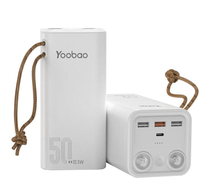 [CLEARANCE] Yoobao H5 Portable 50000mAh Power Station Powerbank PD22.5W Power Delivery Two-Way Quick Charge with 3 output and 2 LED Flashlight for Smartphone and Tablets (White)