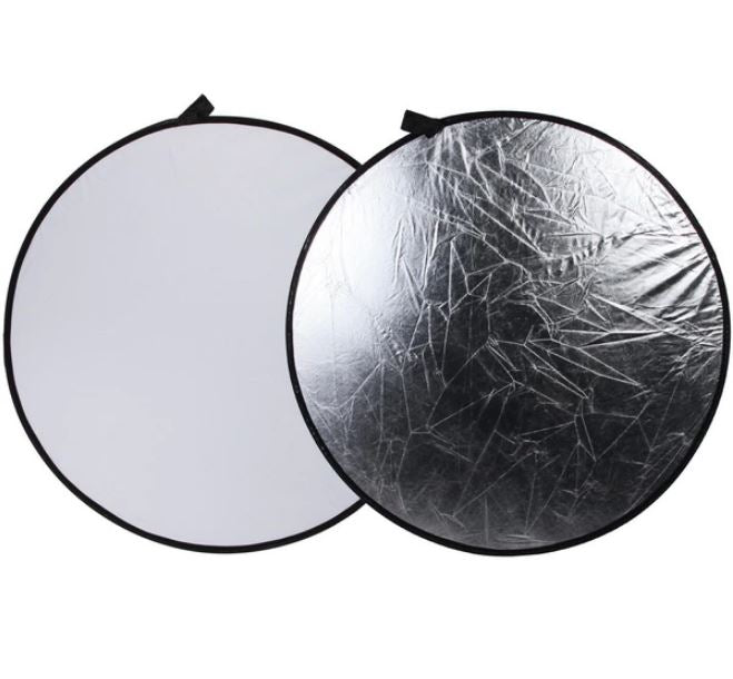 Godox 2-in-1 110CM Collapsible Round Reflector for Lighting and Photography (SILVER, OPAQUE WHITE) | Model - RFT-02-110110