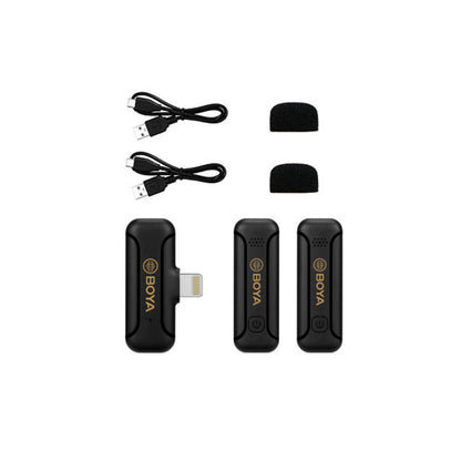 [CLEARANCE] Boya BY-WM3T2 2.4GHz Mini Lavalier Wireless Microphone System with Lightning Connector, 50M Range Operation, Noise Cancellation for Smartphones & Tablets | D2
