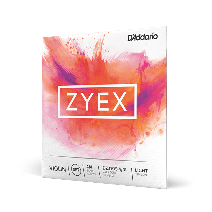 D'Addario Zyex 4/4 Scale Light Tension Silver D Violin String Set (DZ310S 4/4L) for Professional and Students Musicians, Intermediate Players