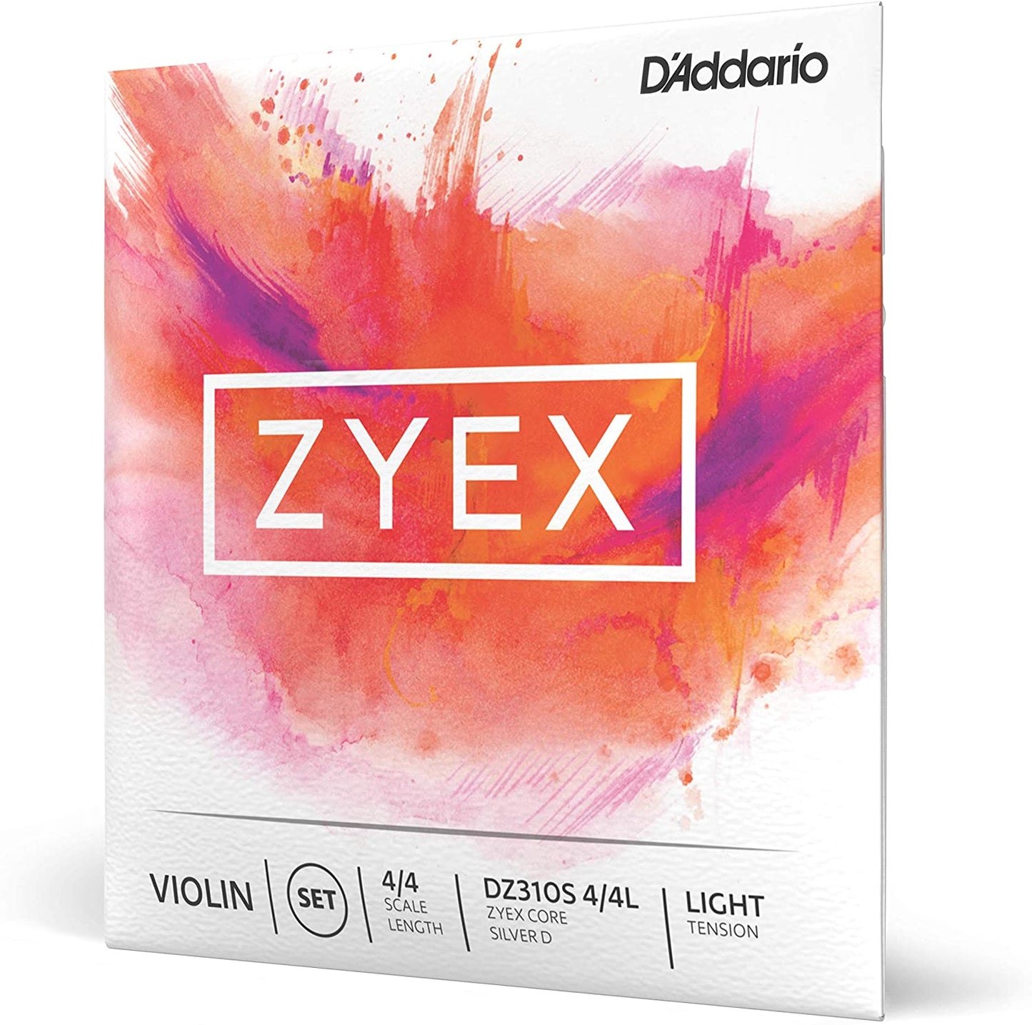 D'Addario Zyex 4/4 Scale Light Tension Silver D Violin String Set (DZ310S 4/4L) for Professional and Students Musicians, Intermediate Players