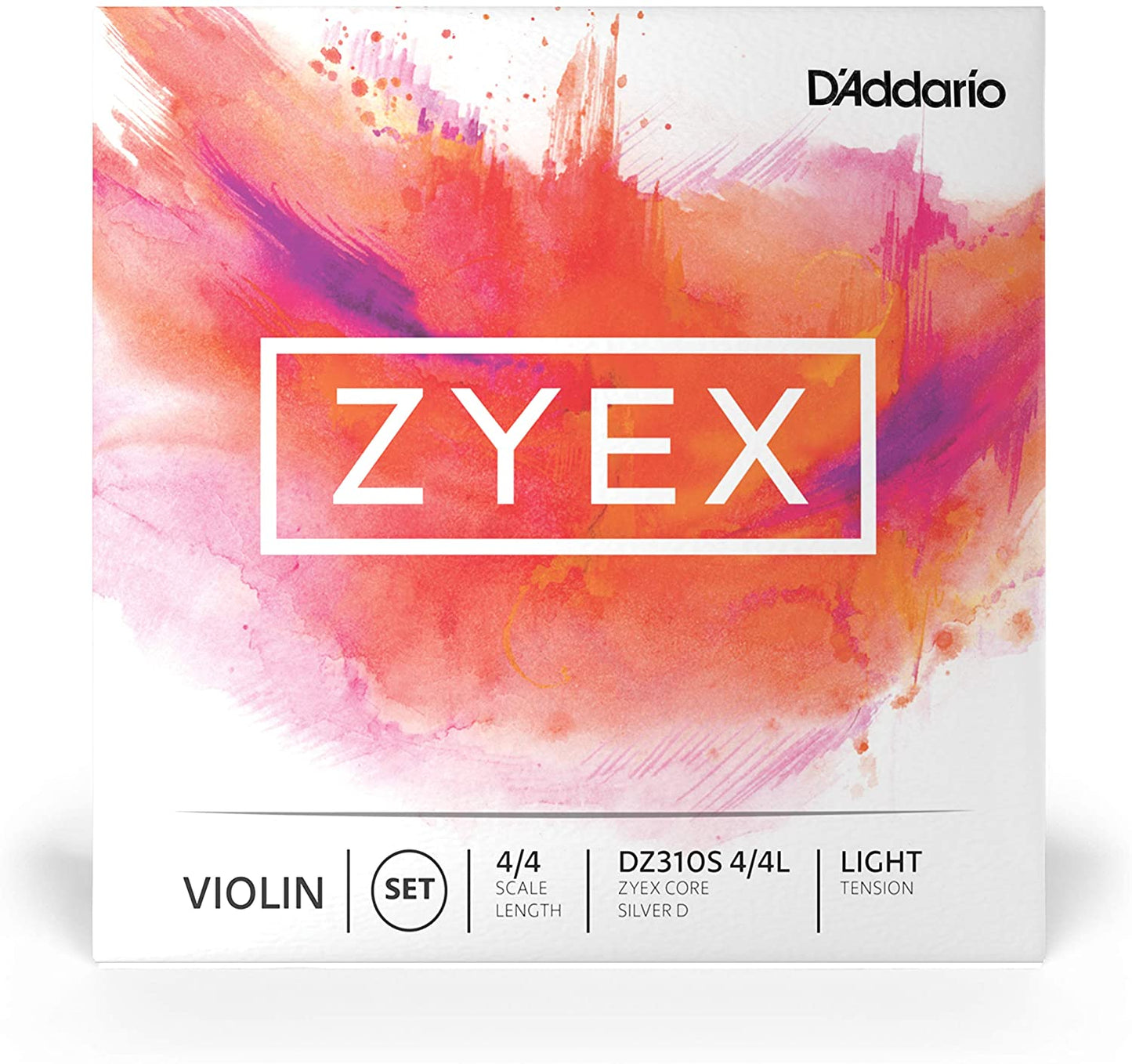 D'Addario Zyex 4/4 Scale Light Tension Silver D Violin String Set (DZ310S 4/4L) for Professional and Students Musicians, Intermediate Players