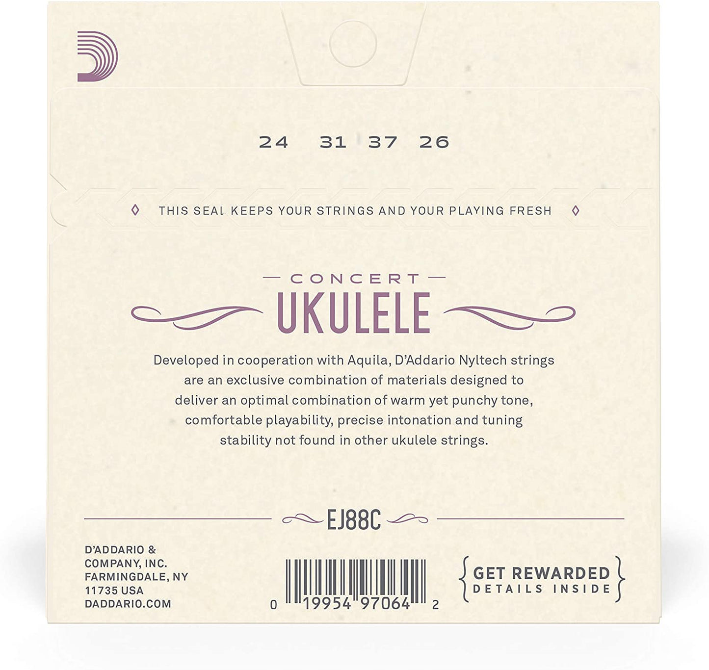 D'Addario Pro Arte Nyltech Ukulele Strings with Warm, Punchy Tones (Soprano, Concert) (EJ88C, EJ88S) for Musicians and Singers