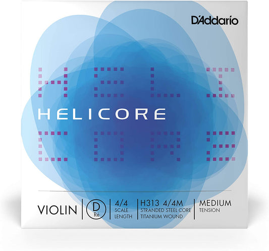 D'Addario Helicore 4/4 Scale Medium Tension Titanium D Violin String (H313 4/4M) for Professional and Students Musicians, Intermediate Players