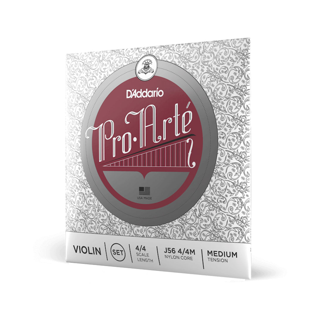 D'Addario Pro Arte J56 4/4 Medium Tension Violin Strings Set with Steel Nylon Core and Ball Ends
