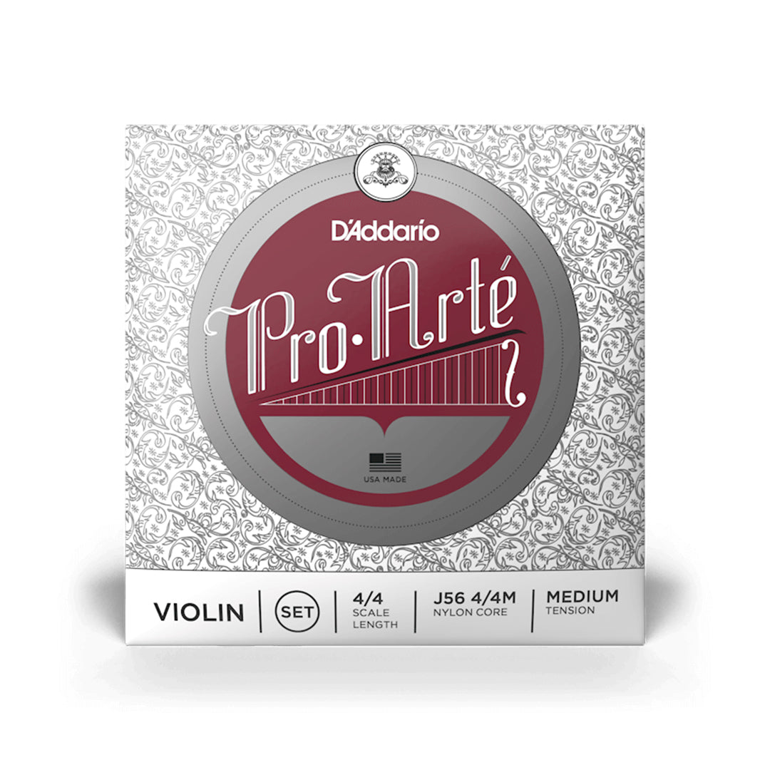 D'Addario Pro Arte J56 4/4 Medium Tension Violin Strings Set with Steel Nylon Core and Ball Ends