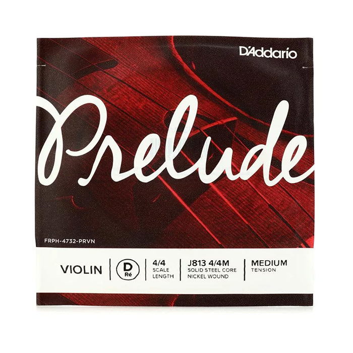 D'Addario 4/4 Medium Tension Prelude Violin D/G String with Ball End, Nickel Wound & Solid Steel Core for Student Musicians, Beginner Players | J813, J814