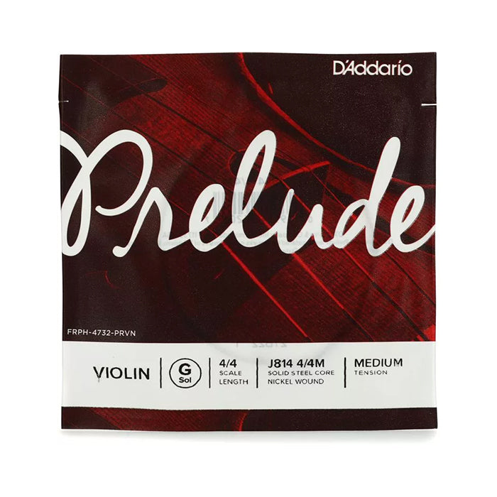 D'Addario 4/4 Medium Tension Prelude Violin D/G String with Ball End, Nickel Wound & Solid Steel Core for Student Musicians, Beginner Players | J813, J814