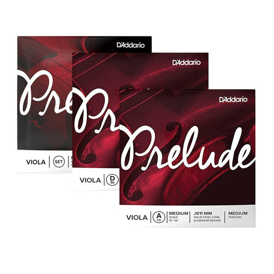 D'Addario Prelude Viola String Set, Single A/D Medium Scale Tension Strings with Solid Steel Core for Student Musicians, Beginner Players | J910, J911, J912