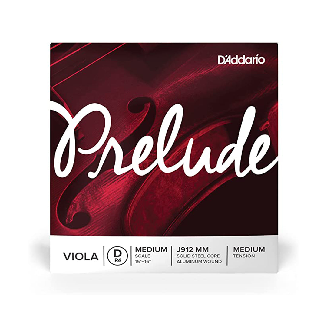 D'Addario Prelude Viola String Set, Single A/D Medium Scale Tension Strings with Solid Steel Core for Student Musicians, Beginner Players | J910, J911, J912
