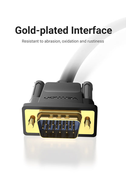 Vention 1080p VGA Cable (3+6) 5-Meters Male to Male Gold Plated (DAE) HD Video Connector for TV PC Projector