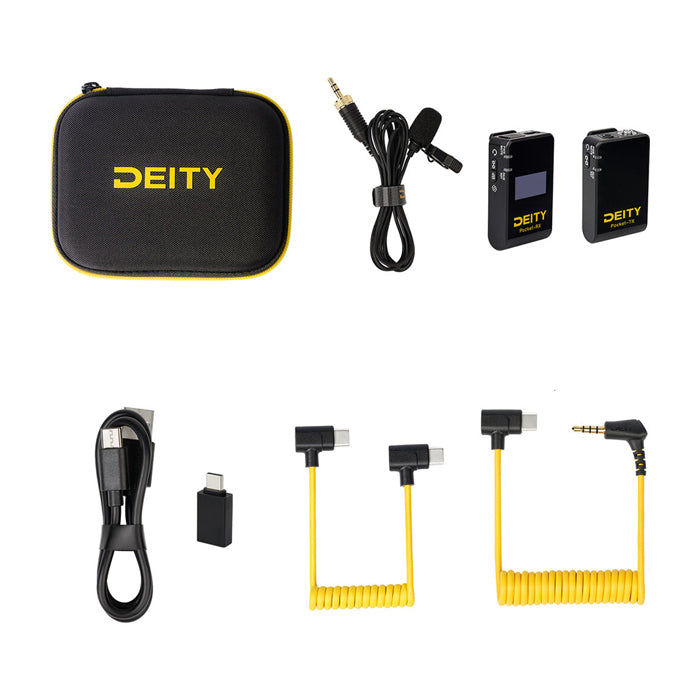 Deity Pocket Wireless Mobile Kit Type-C 2.4GHz Digital Microphone System (Transmitter, Receiver, USB Cables) with 5-Hour Rechargeable Batteries and 213ft Range (Black)