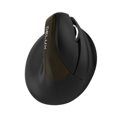 [CLEARANCE] DELUX M618 Mini Wired Wireless Ergonomic RGB Vertical Mouse Jet with 4000DPI, Bluetooth 4.0 + 2.4GHz Dual Mode, USB Type-C Interface and Silent Click for PC Computer and Laptop (Brown)