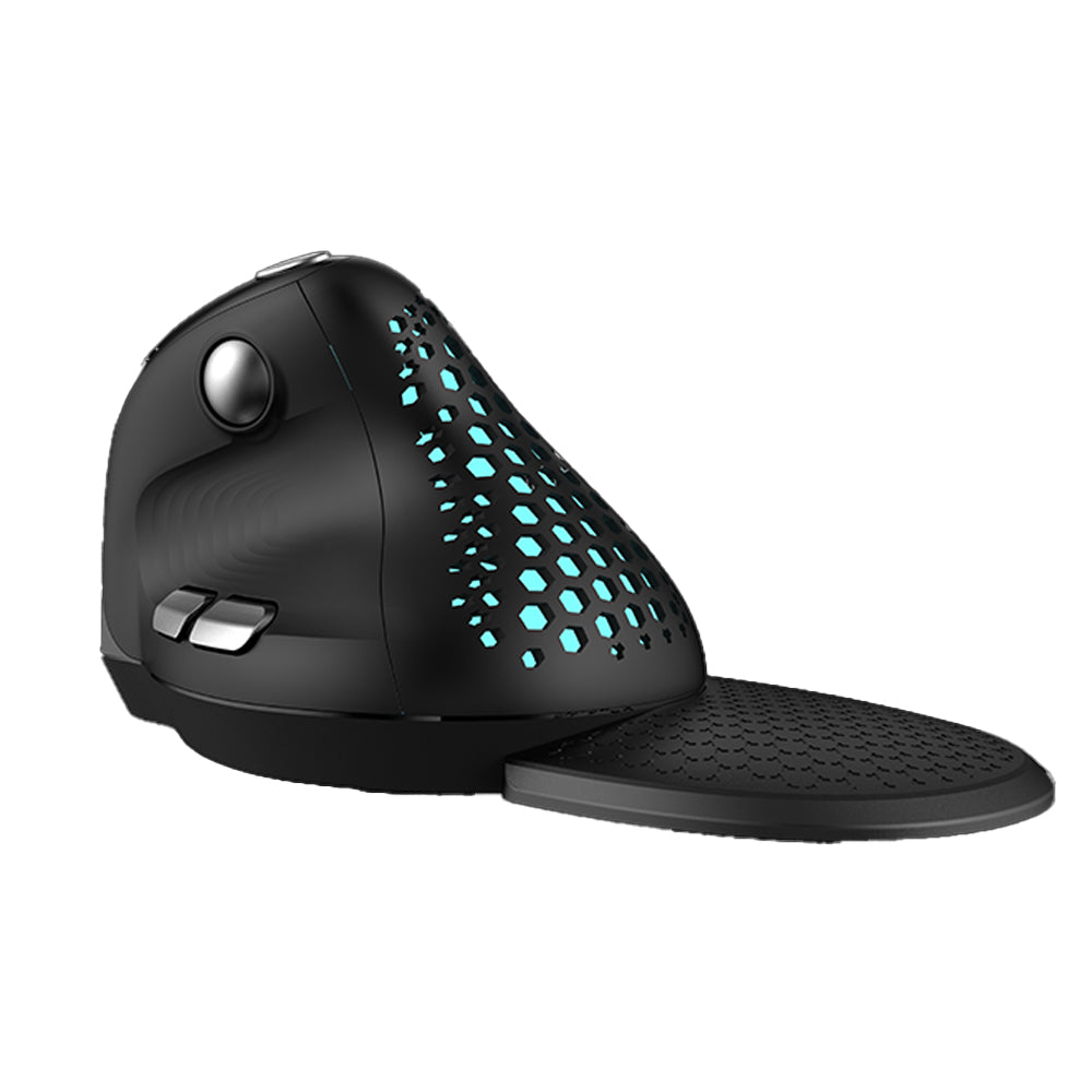 Delux M618XSD Seeker Wired / Wireless Bluetooth Ergonomic Vertical Mouse 2.4GHz with OLED Screen, Magnetic Palm Rest, 4000 DPI, Rechargeable, 6 Programmable Buttons, 2-Wheel Controls, 1pc Magnetic Removable Honeycomb Cover