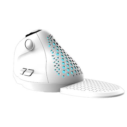 [CLEARANCE] Delux M618XSD Seeker Wired / Wireless Bluetooth Ergonomic Vertical Mouse 2.4GHz with OLED Screen, Magnetic Palm Rest, 4000 DPI, Rechargeable, 6 Programmable Buttons, 2-Wheel Controls, 1pc Magnetic Removable Honeycomb Cover (White)