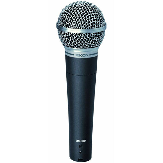 Eikon by PROEL DM580 Professional Handheld Cardioid Vocal Dynamic Microphone with 3-Pin XLR Wired Connection and Included Microphone Holder for Live Performances and Broadcasts