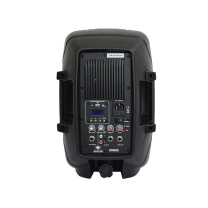 KEVLER EON-8A 8" 200W 2-way Full Range Active Loud Speaker (Pair) with LCD Display and Class D Amplifier, Built-In USB Port / FM / Bluetooth Function, RCA Input and 3 Mic Line I/O