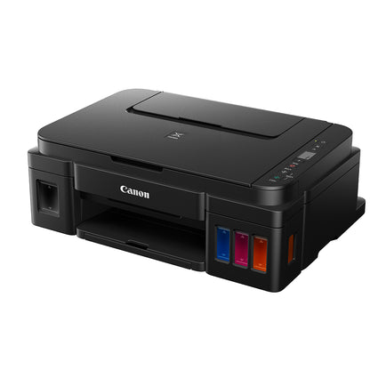 Canon PIXMA G2010 Refillable Inkjet Printer with 1200DPI Printing Resolution, Ink Efficient Feature, 100 Max Sheets, LCD Display and Borderless Printing for Office and Home Use