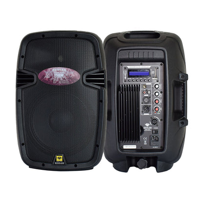 [CLEARANCE] KEVLER EON-10A 10" 300W 2-Way Full Range Active Loud Speaker (PAIR) with LCD Display and Class D Amplifier, Built-In USB Port / FM / Bluetooth Function, XLR Line / 2 Mic / RCA I/O and Speaker Out