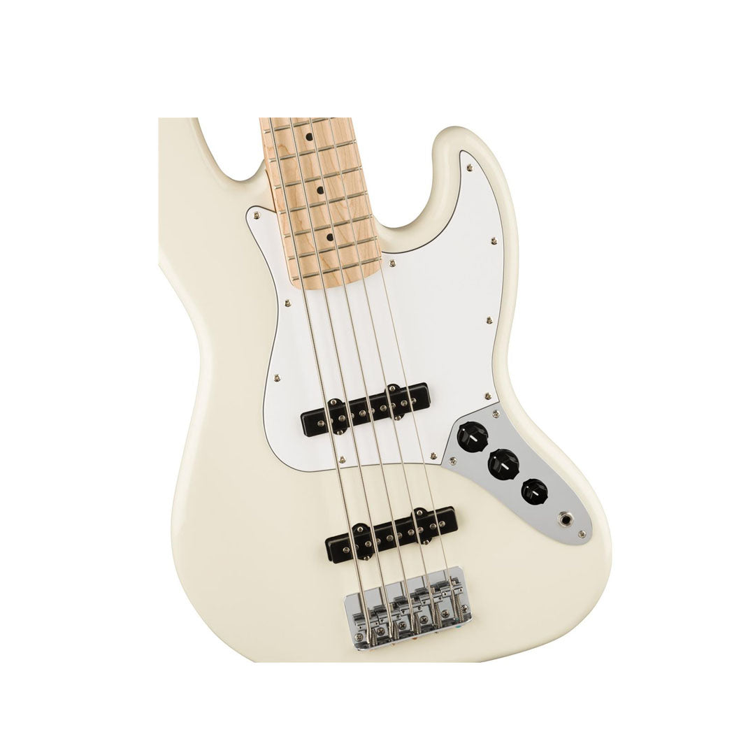 Squier by Fender Affinity Jazz Bass V 5-String Electric Guitar With SS Pickup, 20 frets, Maple Fingerboard (Olympic White)