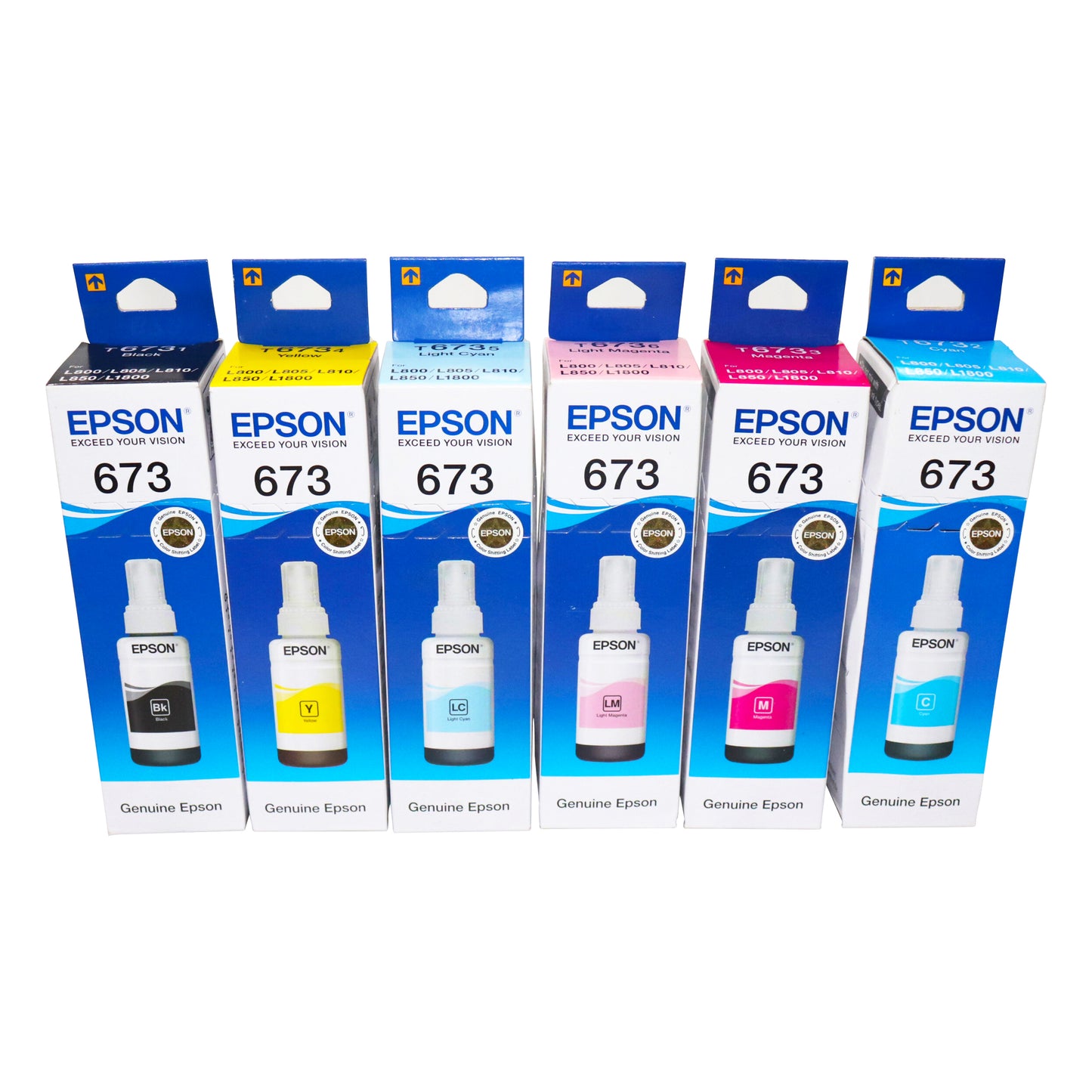 Epson 673 Ink Refill Bottle (70mL) for Printer EcoTank L800 / L805 / L810 / L1800 (Black, Cyan, Magenta, Yellow, Light Cyan, Light Magenta)