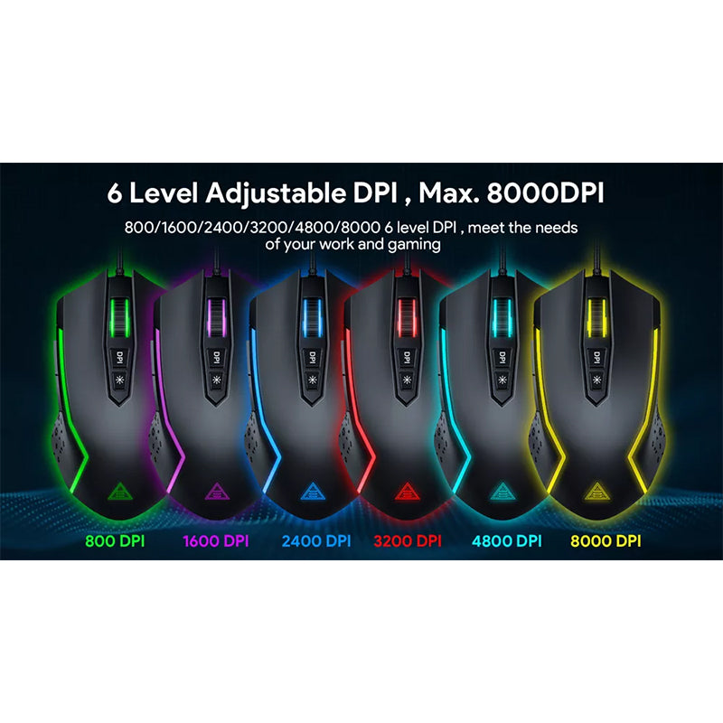 EKSA ET100 Pro Essential Gaming Bundle Accessories RGB Mouse and USB Keyboard with 3.5mm Wired Headset and Mousepad