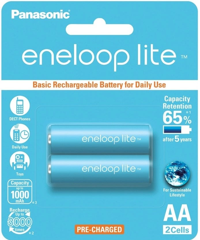 Panasonic Eneloop lite BK-3LCCE-2BT AA Rechargeable Battery Pack of 2