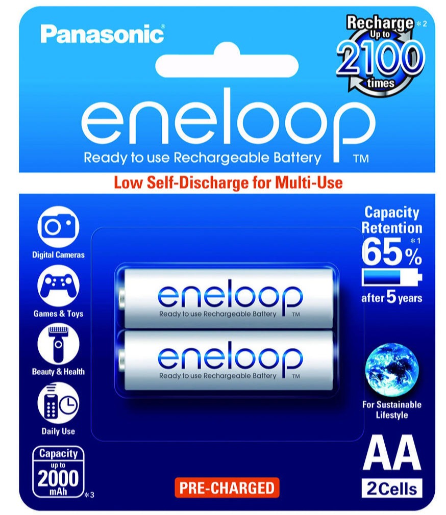 Eneloop AA Rechargeable Batteries x2 (White)