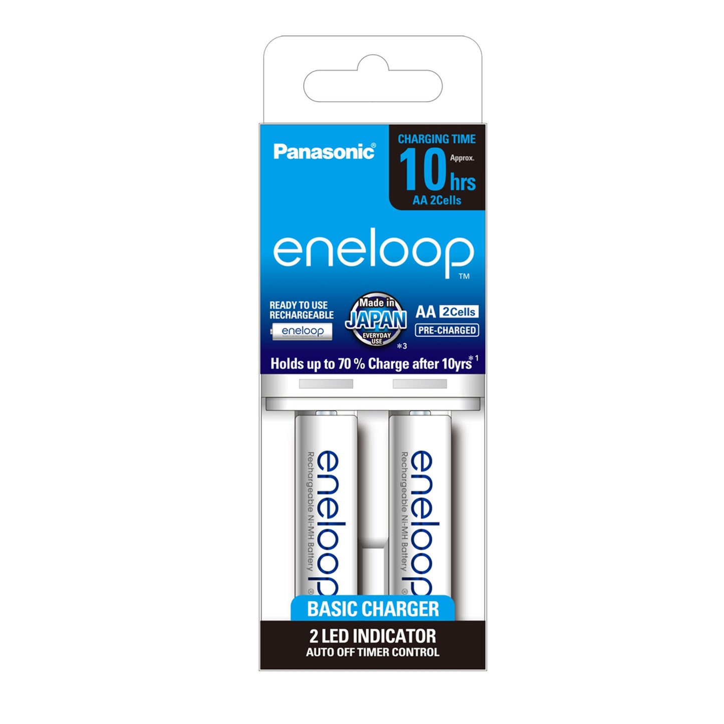 Panasonic Eneloop Overnight Charger AA Bundled with AAA Pack of 2 (White)